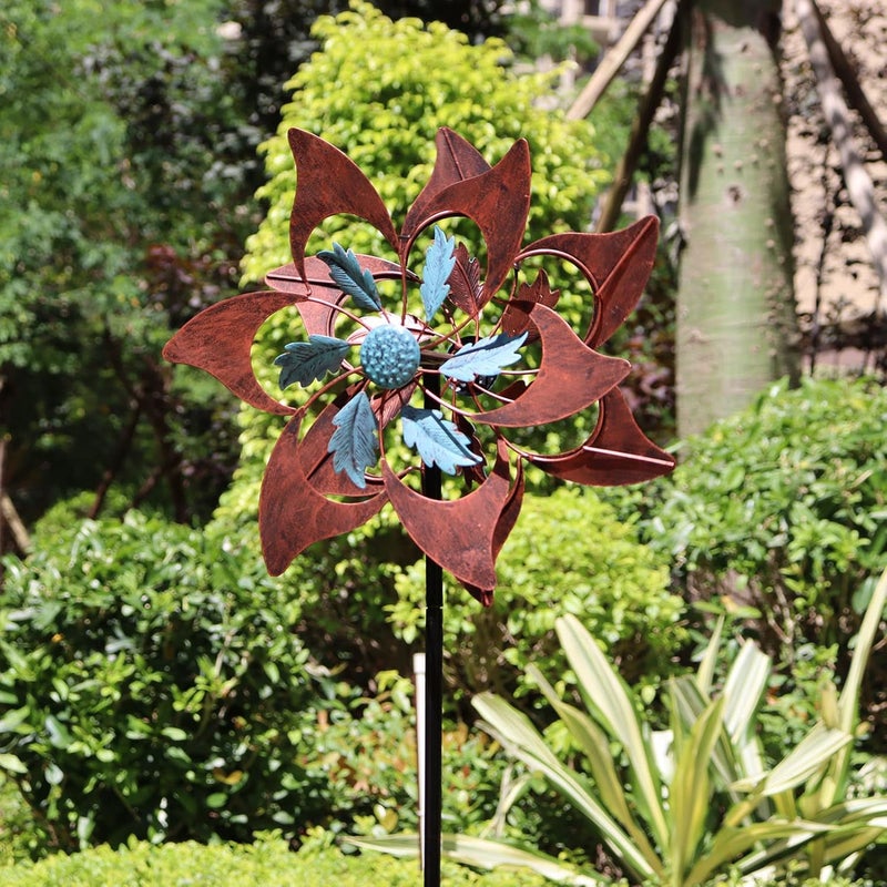 LERFUGI 360 Degrees Metal Swivel Classical Two-Color Windmill Large Wind Spinner for Patio Lawn Outdoor Yard Lawn Garden 70x20 Inches - Image 5
